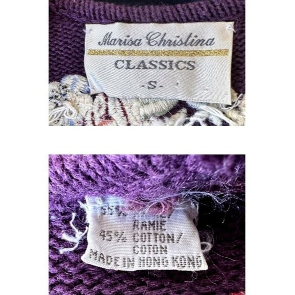 Vintage Marisa Christina Classics Floral Vest Small Plum Embroider Sweat… - Picture 11 of 12